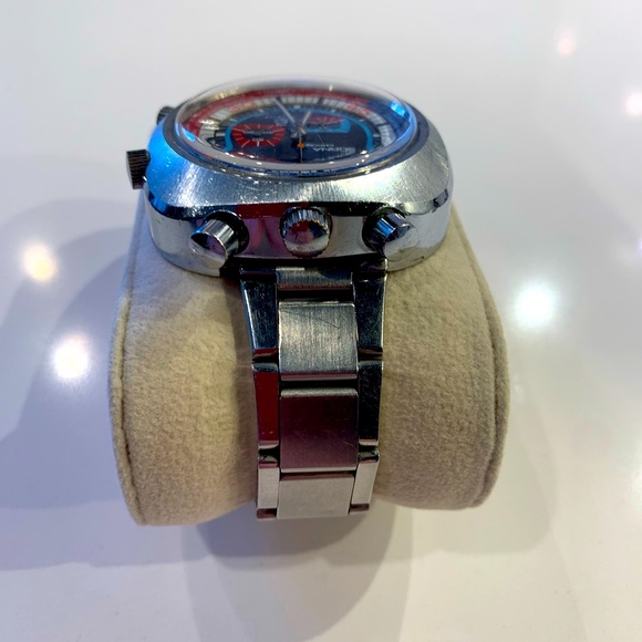 Rare Original! 1970 Sorna Bullhead Worldtime Swiss Mechanical Chronograph. Mint!